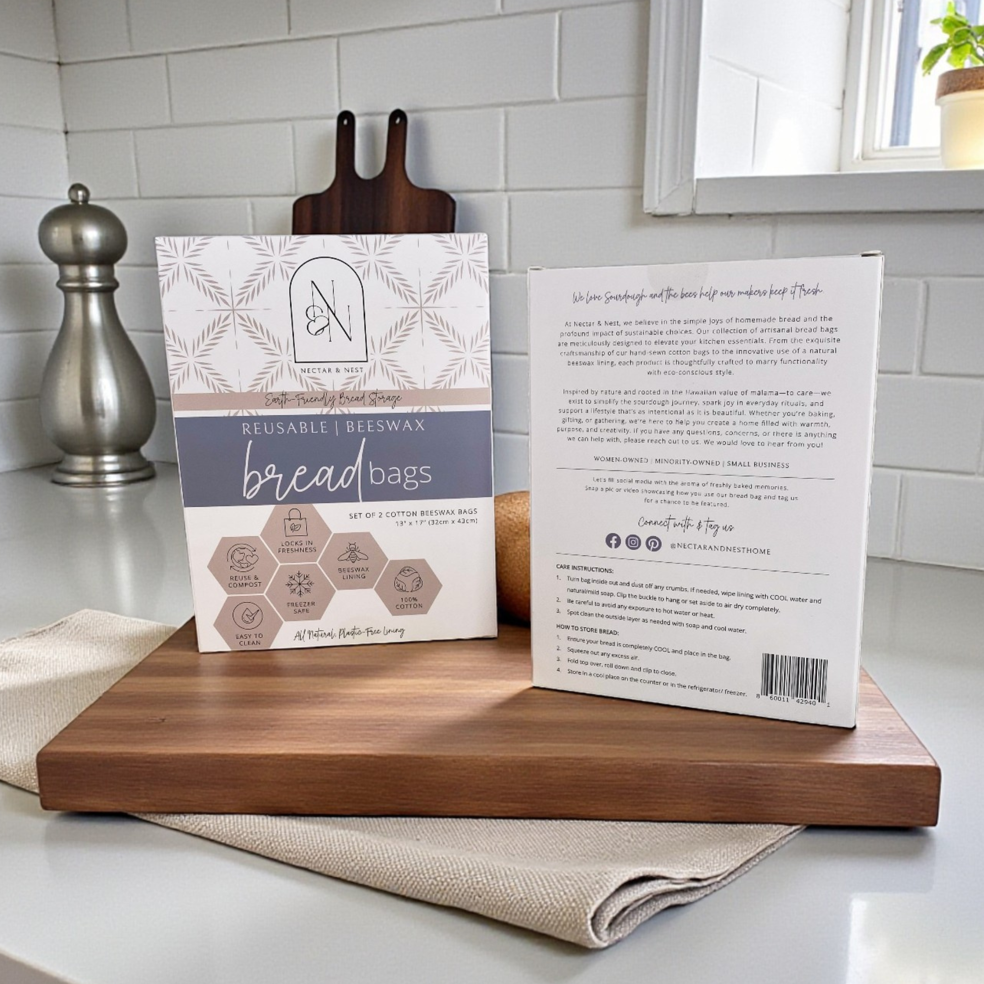 Reusable Beeswax Bread Bags for Homemade Bread & Sourdough